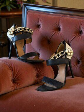 DSQUARED Black Cream Quilted Heels Size 37 / US 7